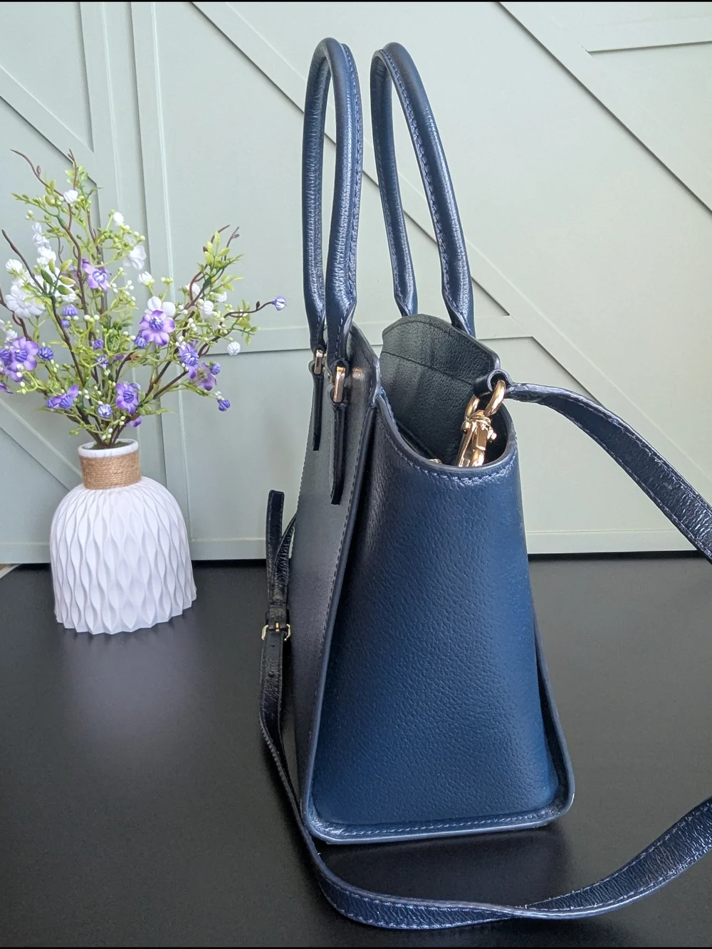 Kate Spade Blue Pebble Leather Satchel